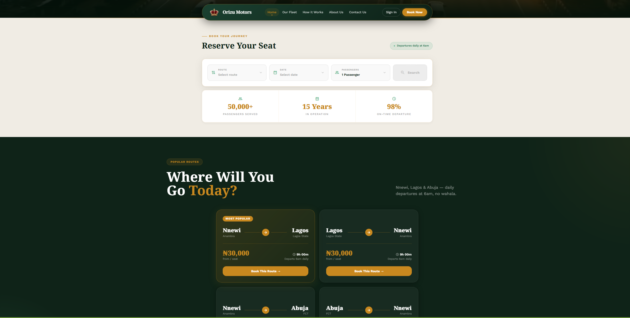 Preview of Orizu Motors website on device